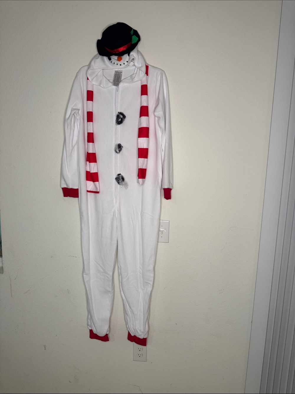 snowman fleece onesie pajama suit Halloween or Christmas pageant small